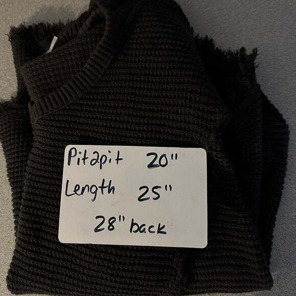 Free People Medium Moonshine Cold Shoulder Raw‎ Hem Swing Sweater Waffle Thermal - Picture 6 of 8